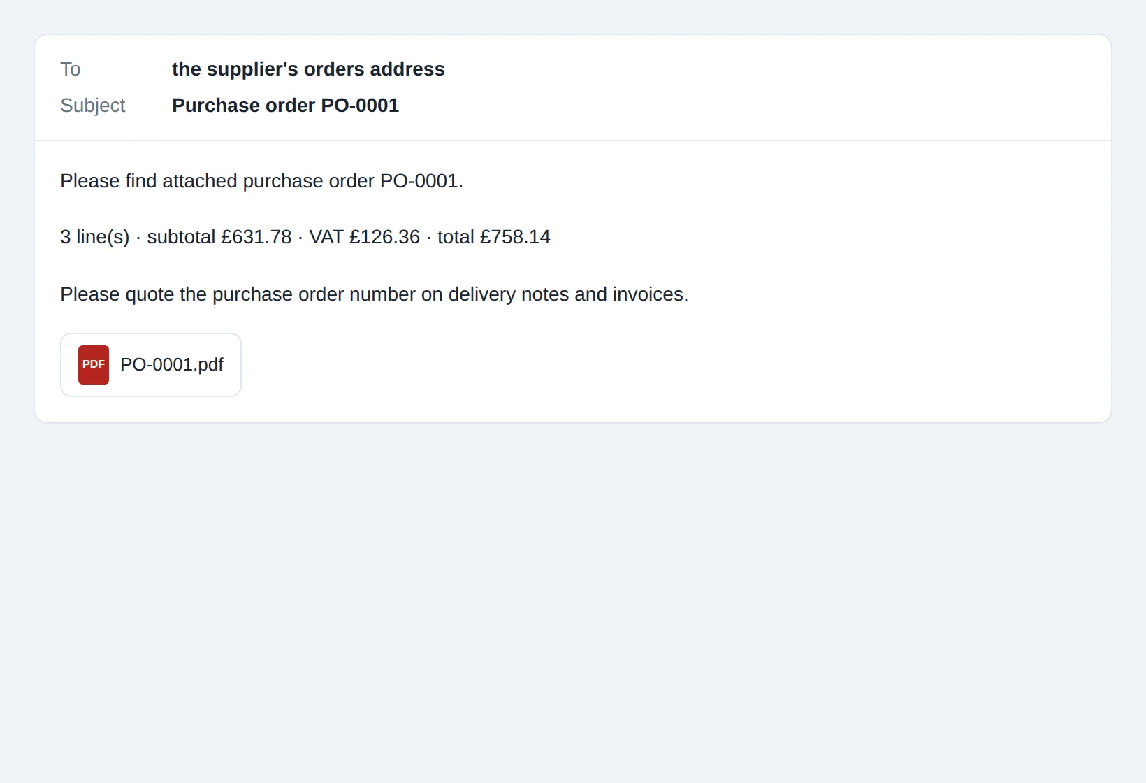 The email draft the app writes for your mail app